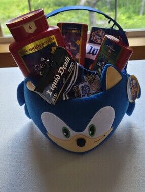 Gaming Gift Basket Sonic, Mario, White Castle, Liquid Death, Fashion Crew Socks